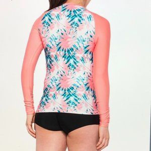 UPF 40 Kyodan Tropical Tie Dye 1/4 Zip Rash Guard / Swim Shirt - NWOT